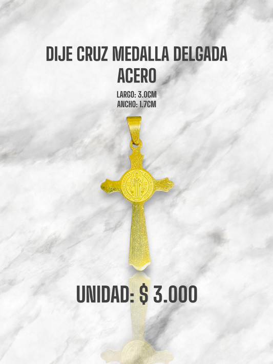 DIJE CRUZ 	MEDALLA DELGADA ACERO