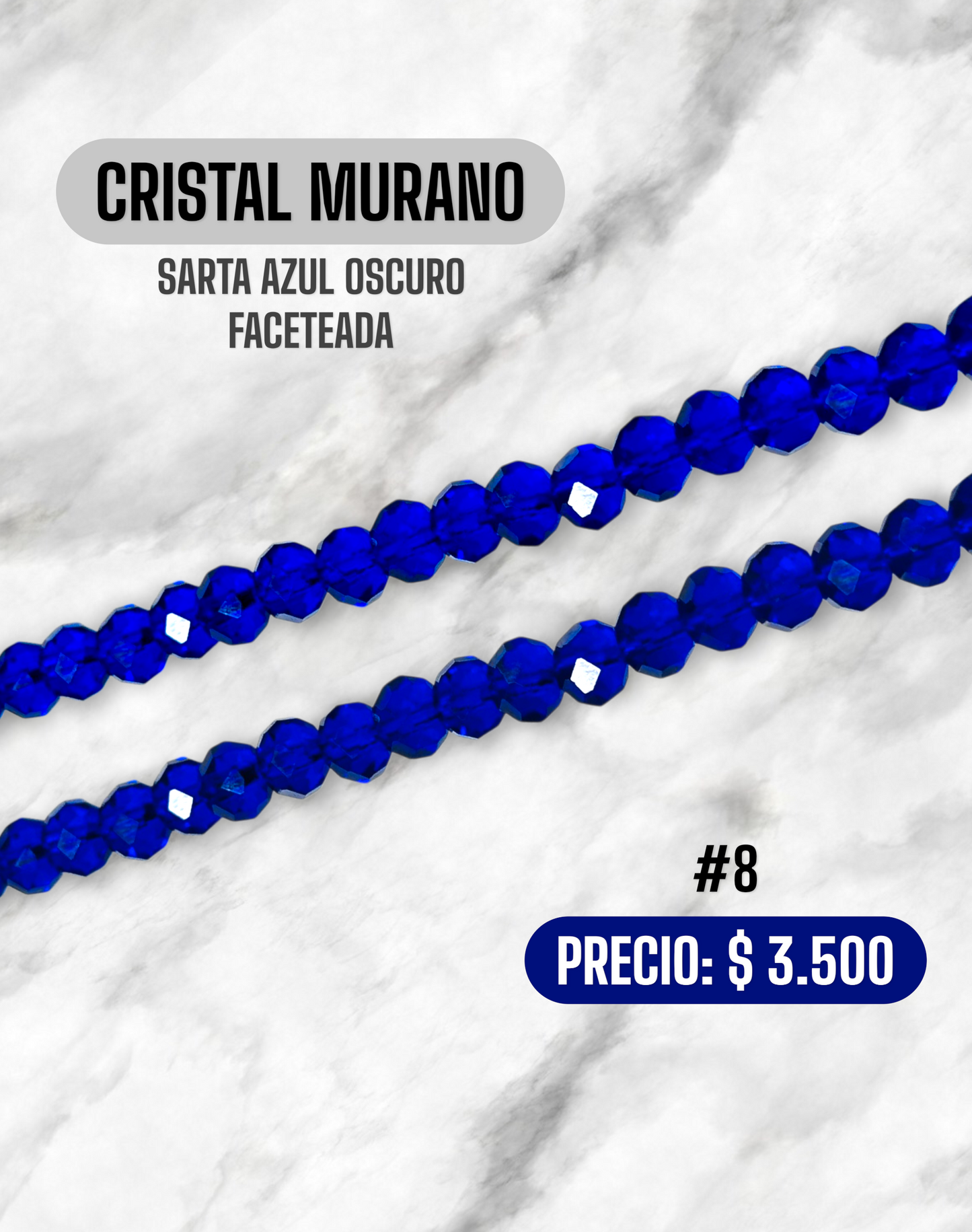CRISTAL MURANO AZUL OSCURO FACETADA
