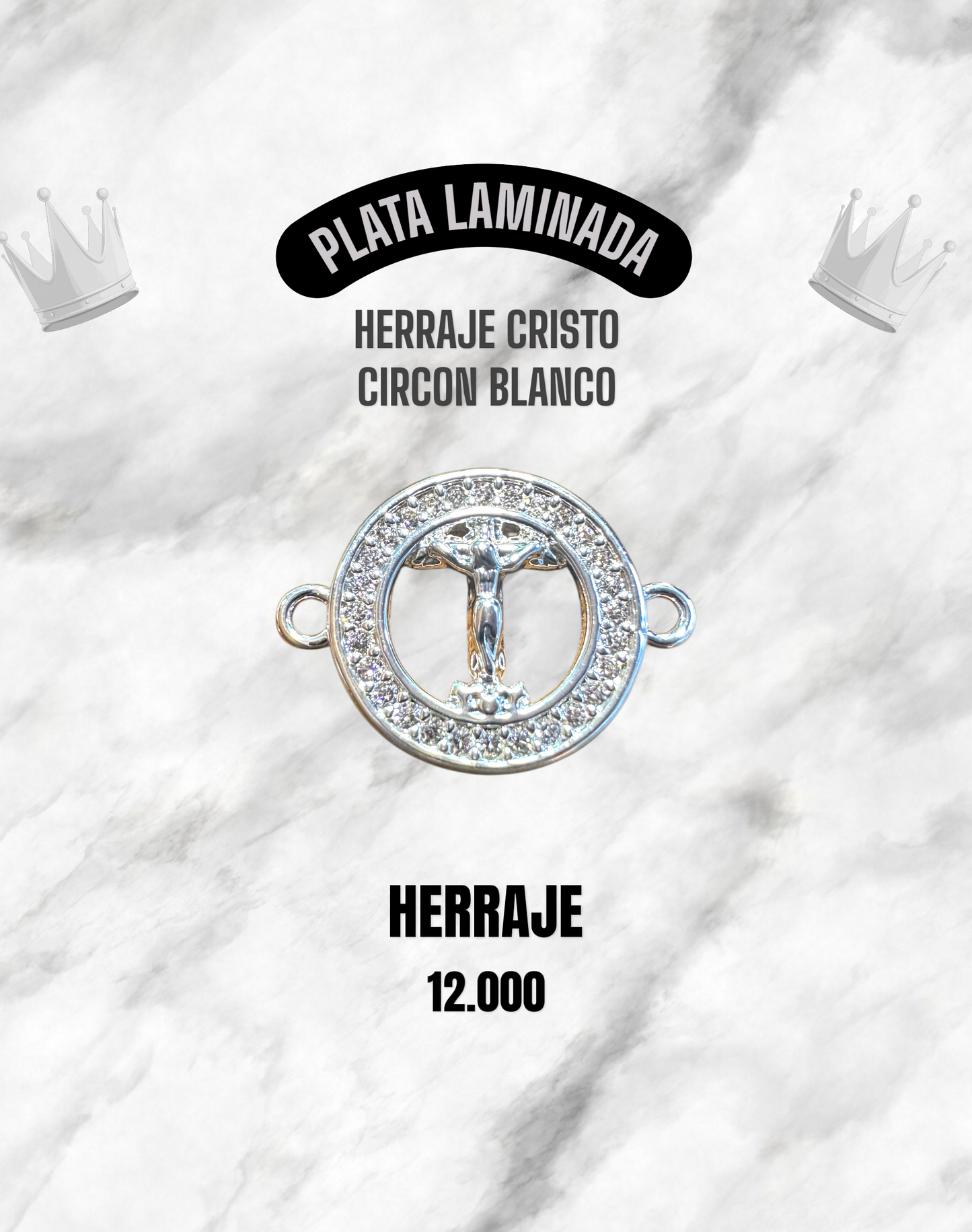 HERRAJE CRISTO CIRCÓN BLANCO PLATA LAMINADA