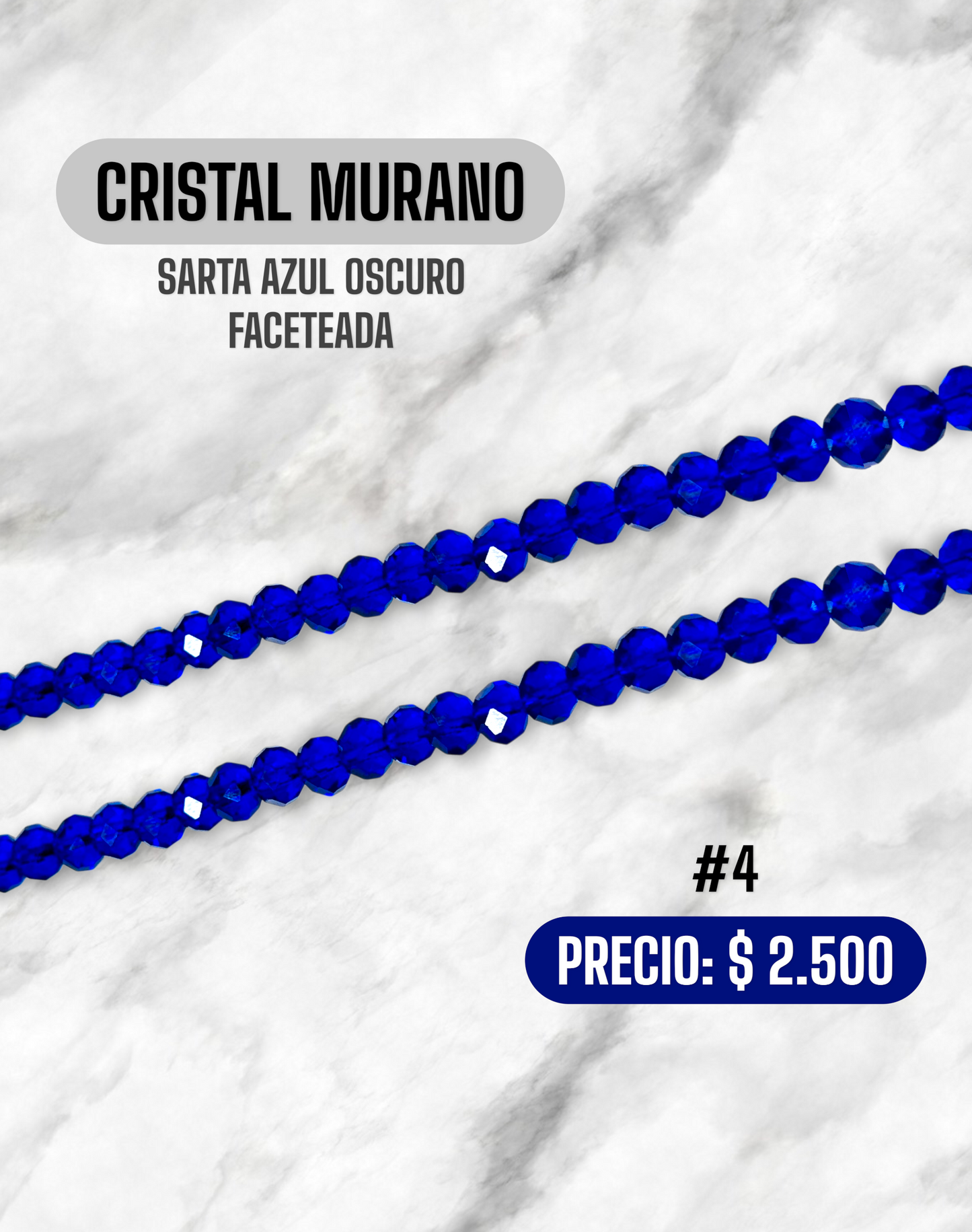 CRISTAL MURANO AZUL OSCURO FACETADA
