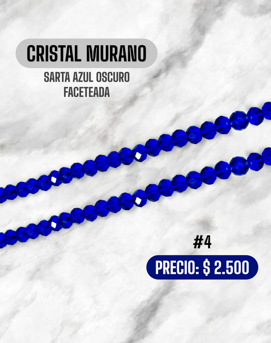 CRISTAL MURANO AZUL OSCURO FACETADA