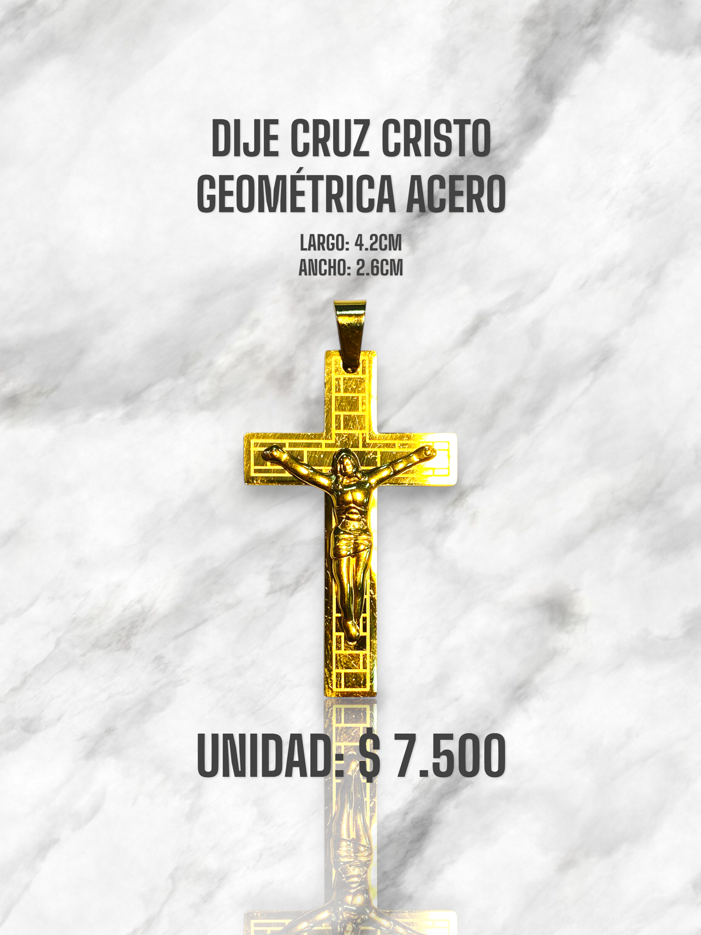 DIJE CRUZ CRISTO GEOMÉTRICA ACERO