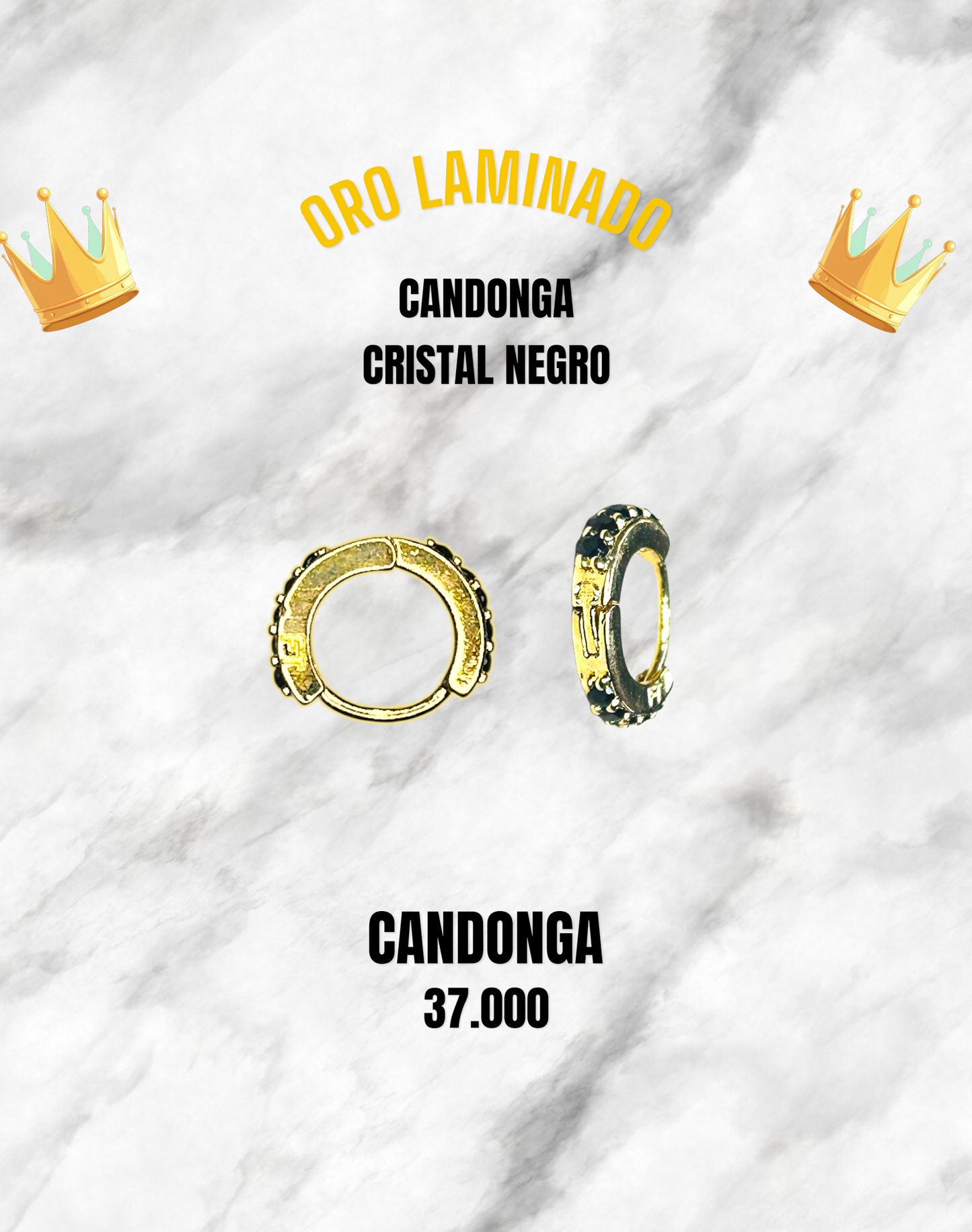 CANDONGA CRISTAL NEGRO ORO LAMINADO