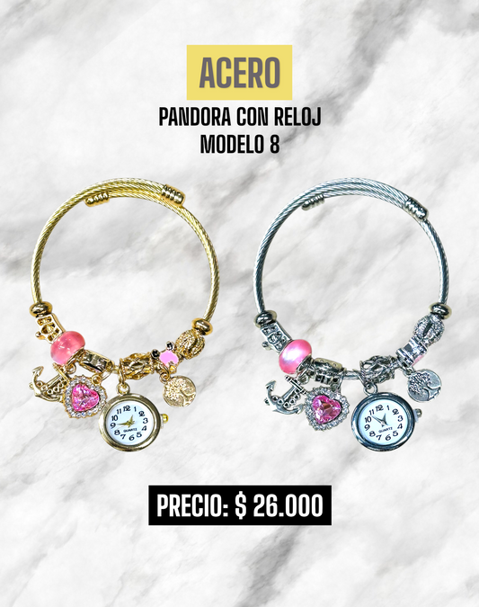 PANDORA CON RELOJ MODELO 8 ACERO