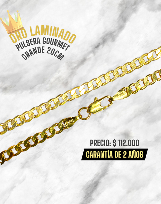 PULSERA GOURMET GRANDE 20CM ORO LAMINADO