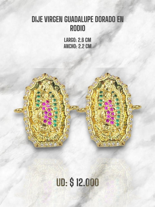 DIJE VIRGEN GUADALUPE DORADO MEDIANA RODIO