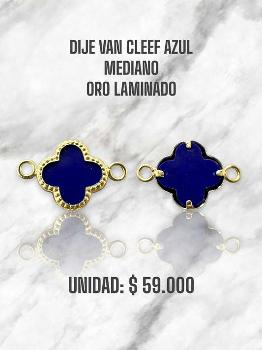 HERRAJE VAN CLEEF AZUL MEDIANO PULSO ORO LAMINADO