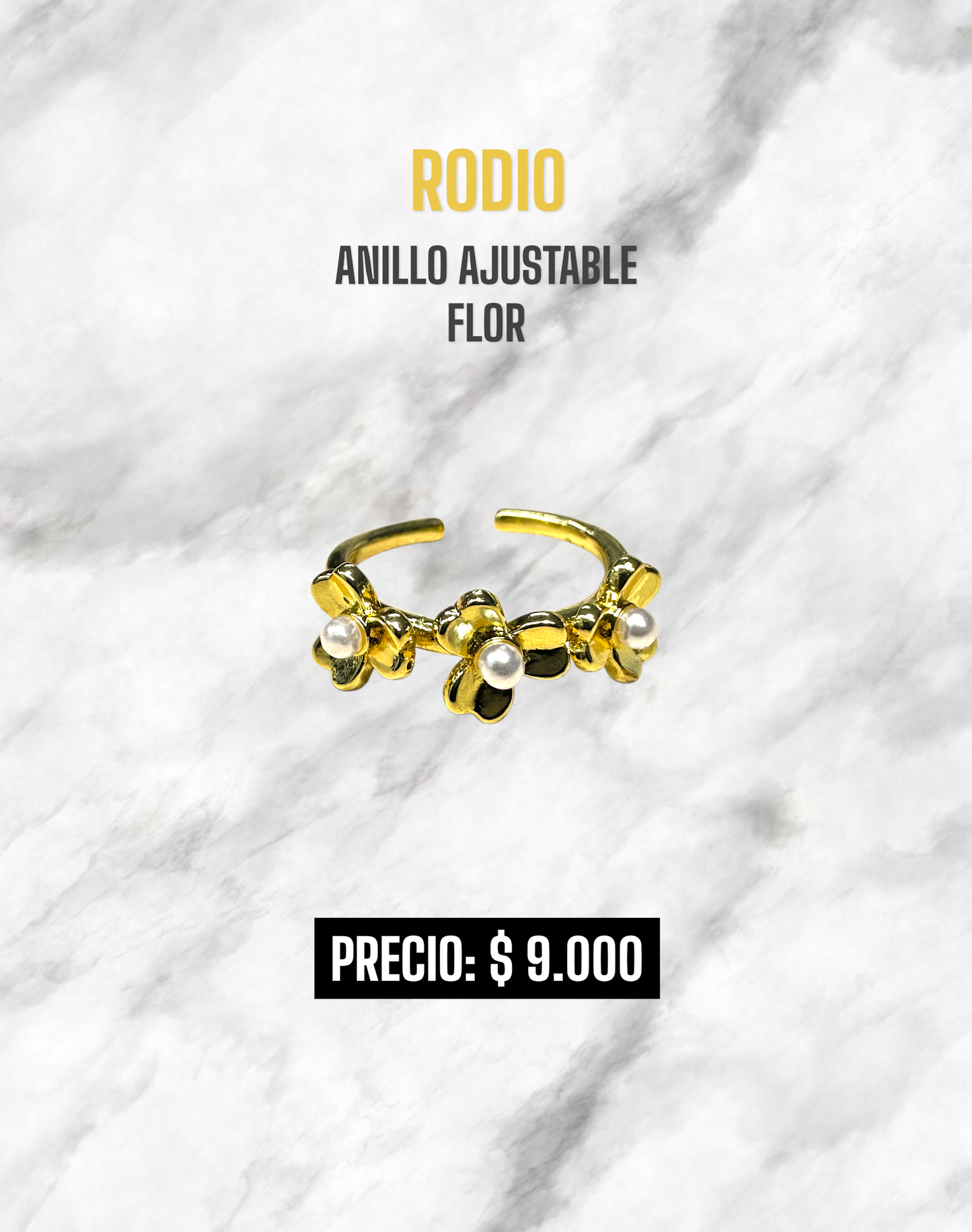 ANILLO AJUSTABLE FLOR RODIO