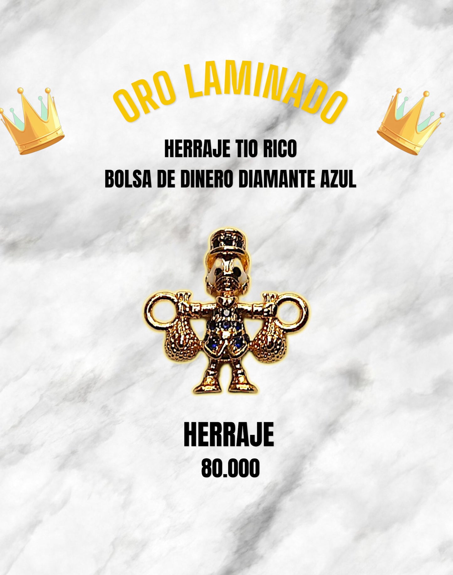 HERRAJE TIO RICO BOLSA DE DINERO DIAMANTE AZUL