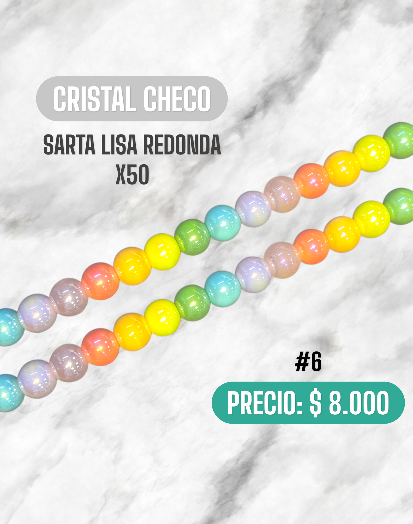 CRISTAL CHECO SARTA LISA REDONDA X50