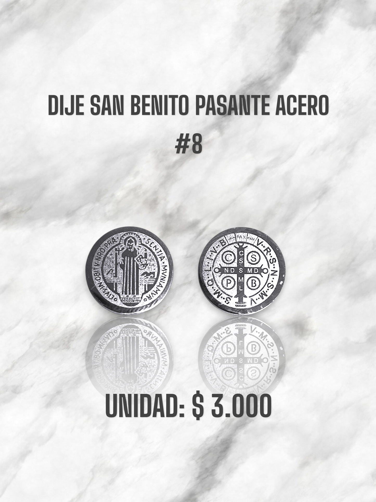 DIJE SAN BENITO PASANTE ACERO PLATEADO