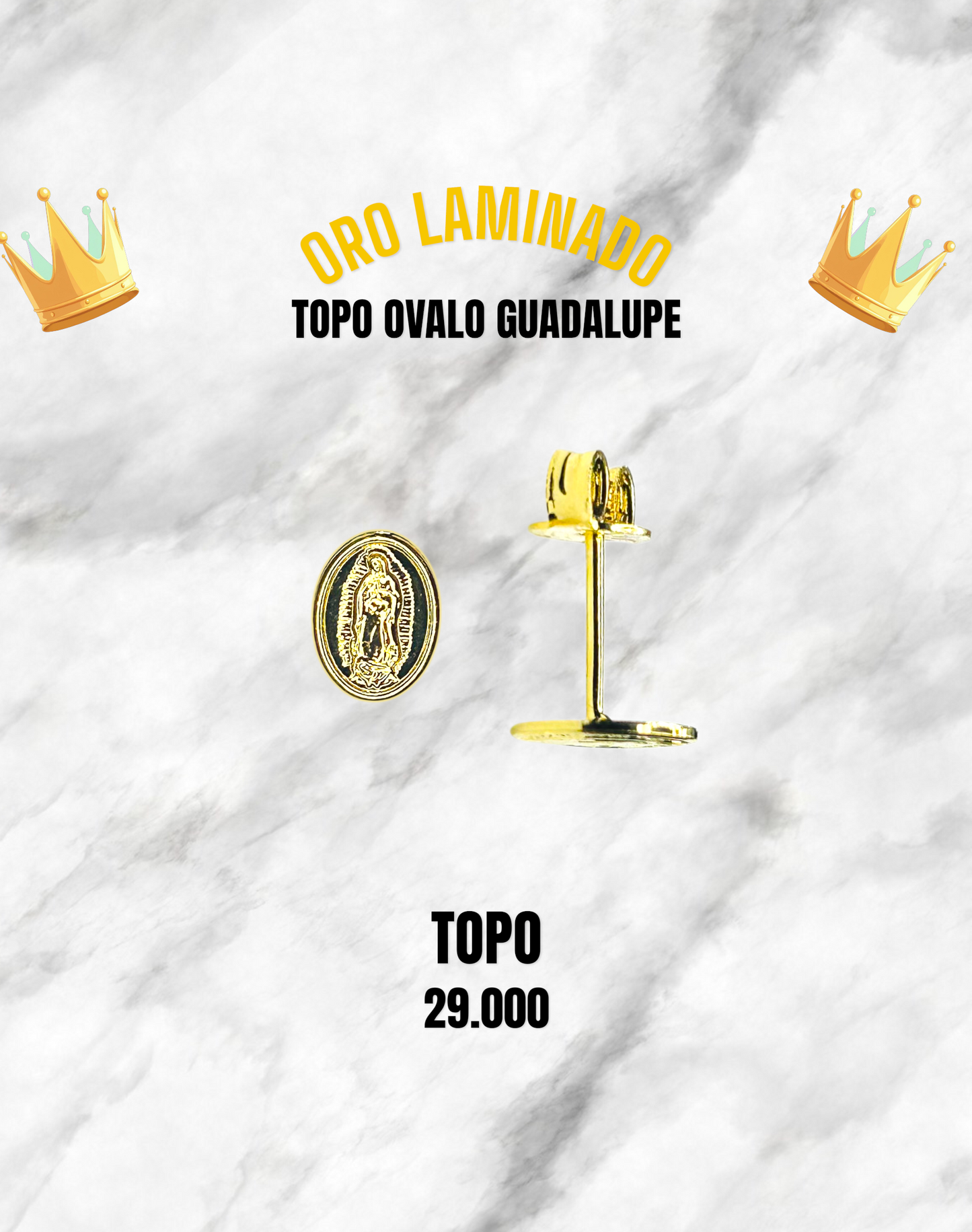 TOPO OVALO GUADALUPE ORO LAMINADO