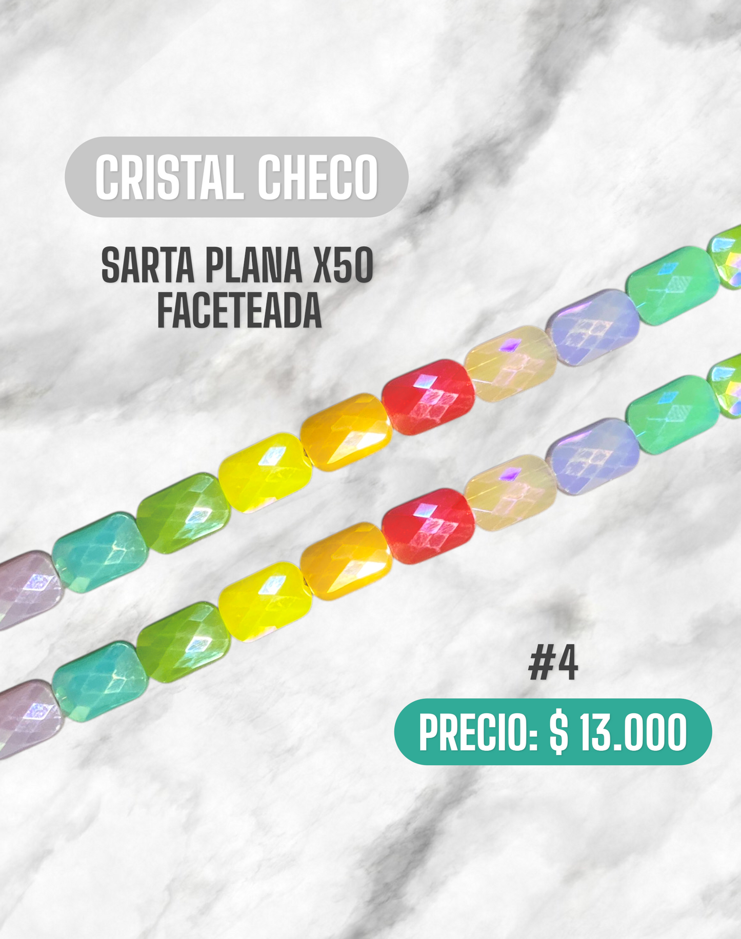 CRISTAL CHECO SARTA PLANA FACETEADA X50