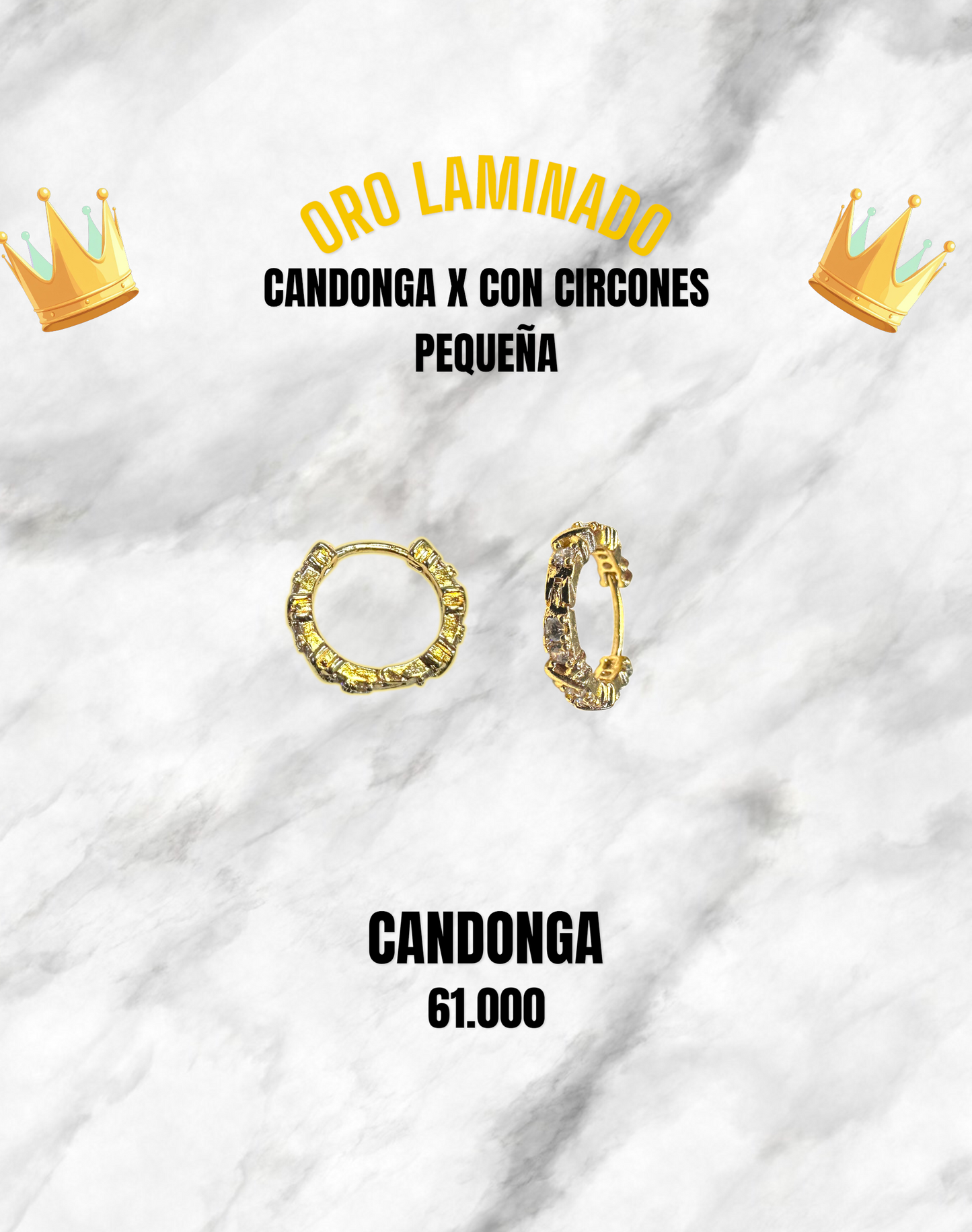 CANDONGA X CON CIRCON PEQUEÑA ORO LAMINADO
