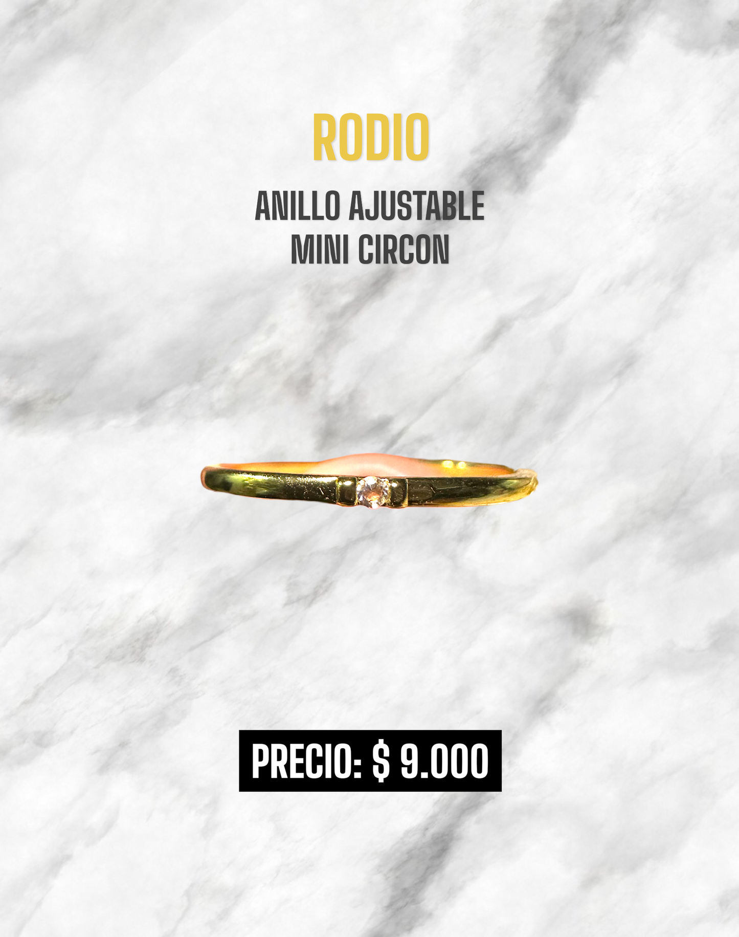 ANILLO AJUSTABLE MINI CIRCON RODIO