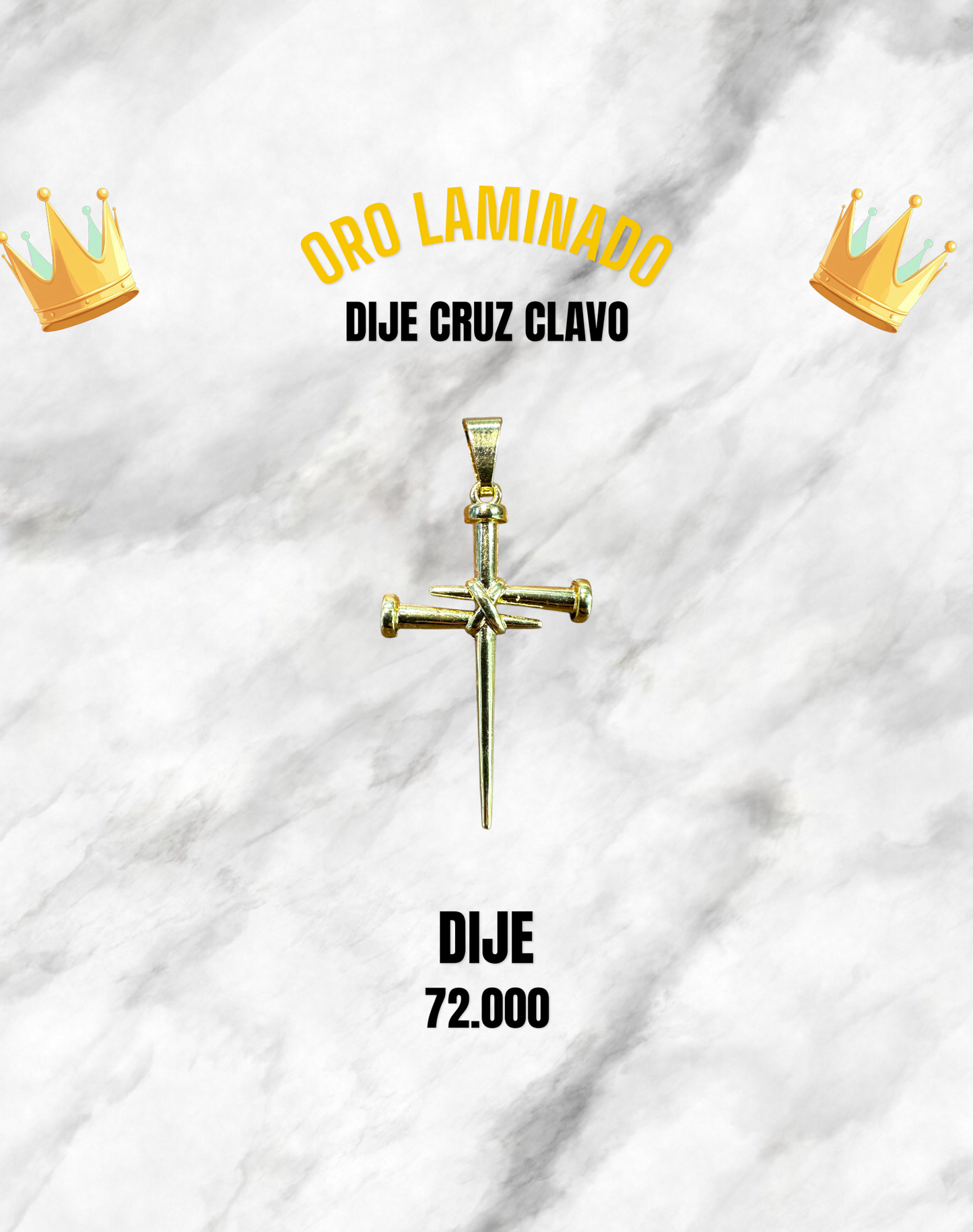 DIJE CRUZ CLAVOS ORO LAMINADO