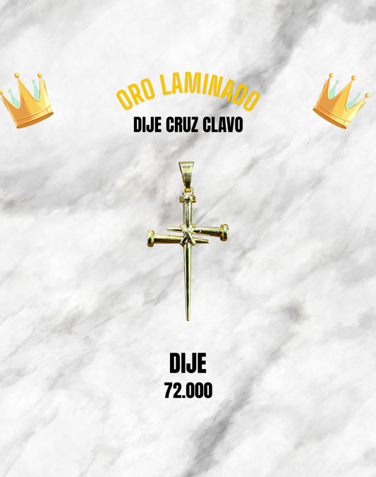 DIJE CRUZ CLAVOS ORO LAMINADO
