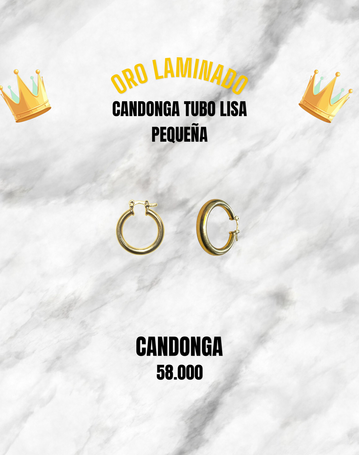 CANDONGA TUBO LISA PEQUEÑA ORO LAMINADO