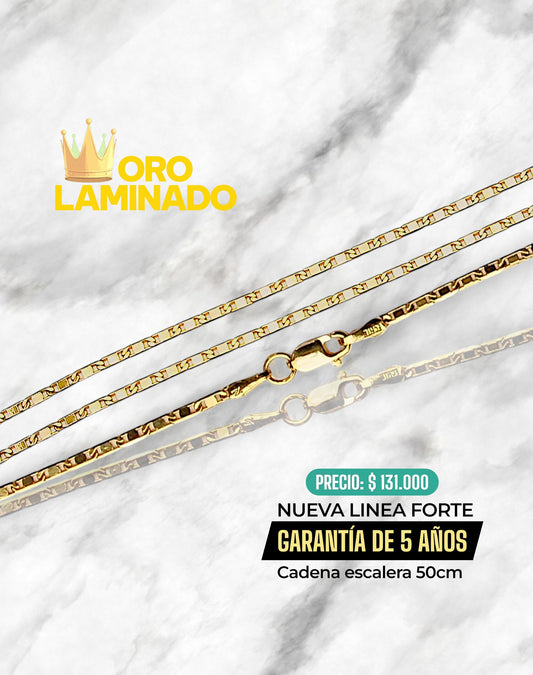 CADENA ESCALERA 50CM ORO LAMINADO LINEA FORTE