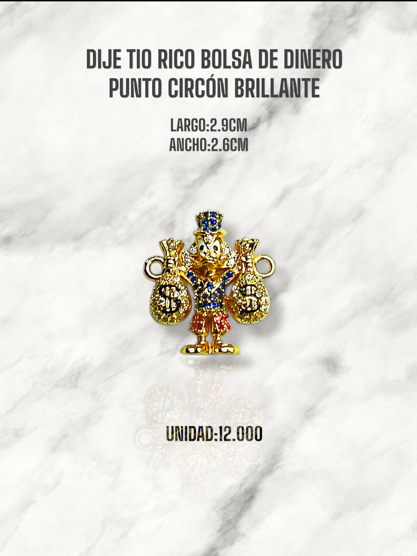 DIJE TIO RICO BOLSA DE DINERO PUNTO CIRCON BRILLANTE