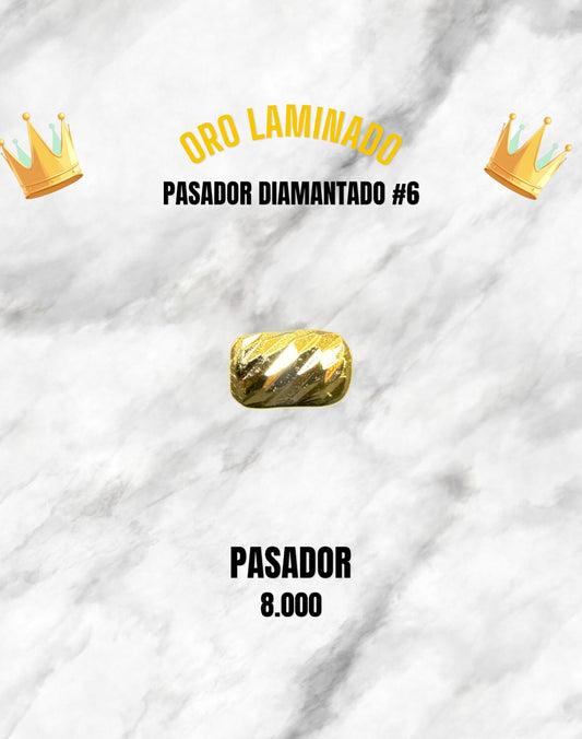PASADOR DIAMANTADO #6 ORO LAMINADO