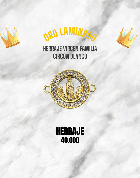 HERRAJE VIRGEN FAMILIA CIRCÓN BLANCO PULSO ORO LAMINADO