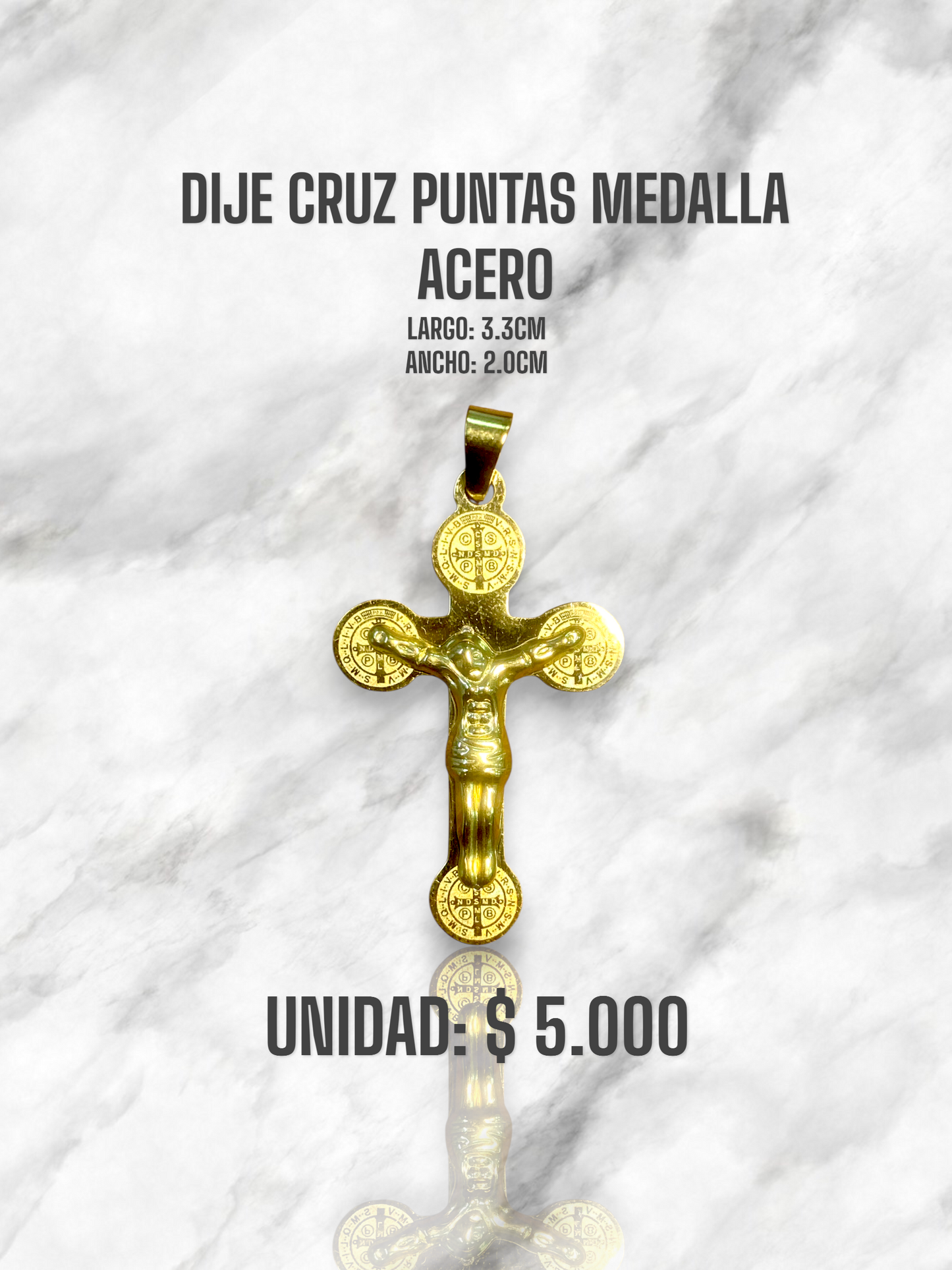 DIJE CRUZ 	PUNTAS MEDALLA ACERO
