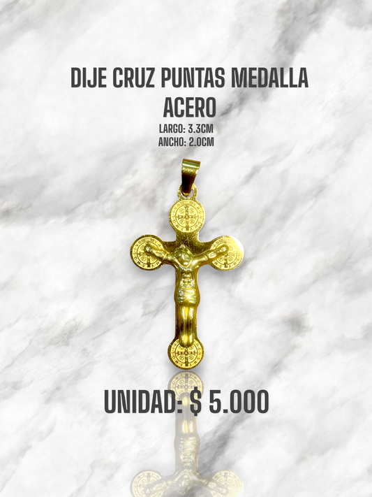 DIJE CRUZ 	PUNTAS MEDALLA ACERO