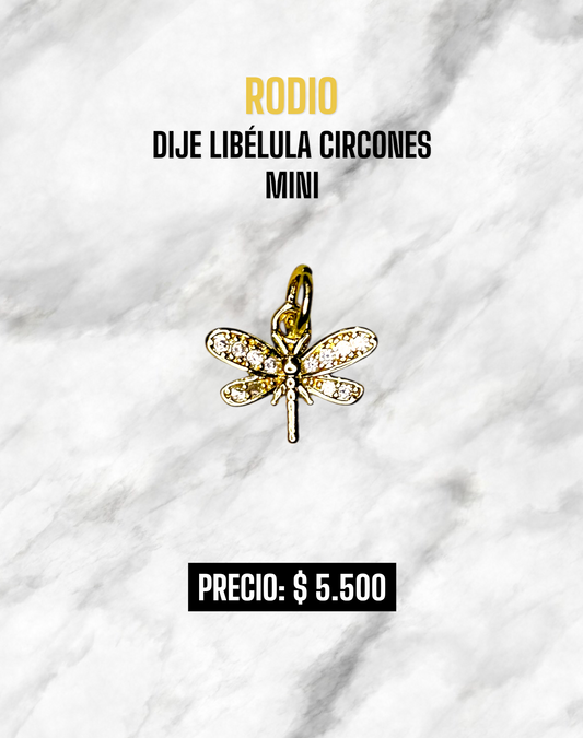 DIJE LIBÉLULA CIRCONES MINI RODIO