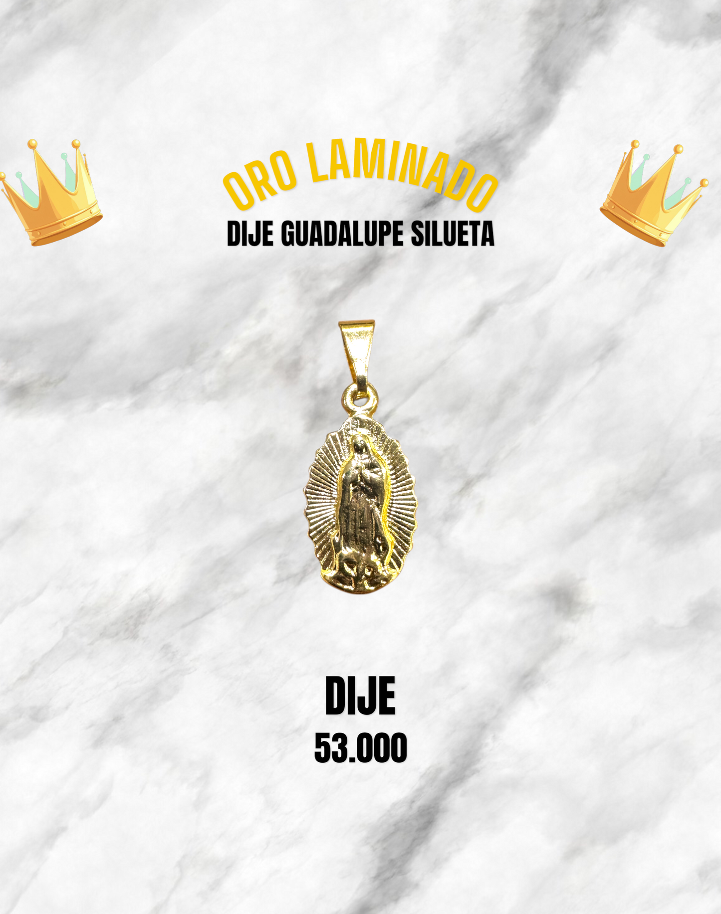 DIJE GUADALUPE SILUETA ORO LAMINADO