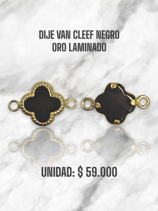 DIJE VAN CLEEF NEGRO MEDIANO PULSO ORO LAMINADO