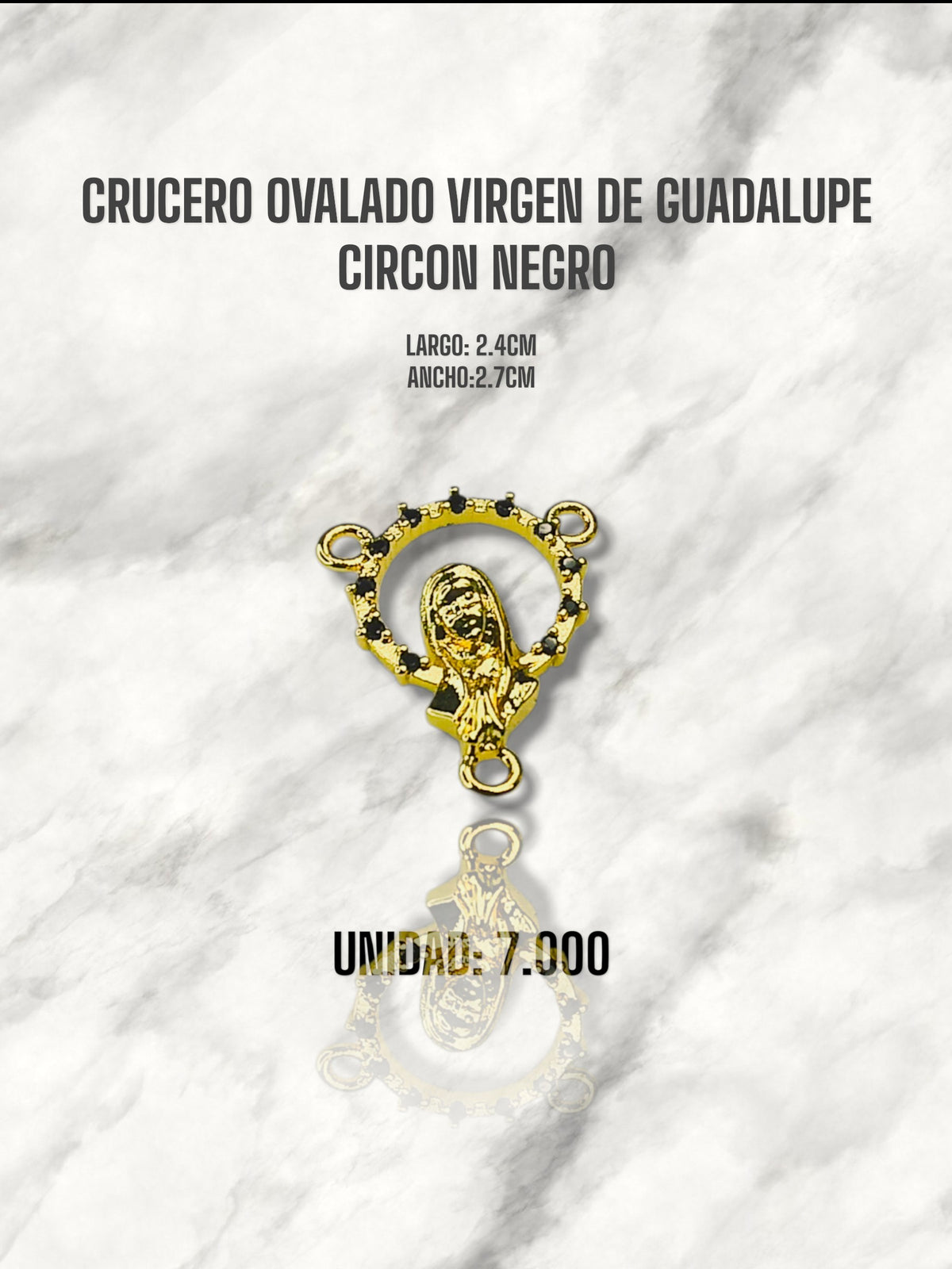 CRUCERO OVALADO VIRGEN DE GUADALUPE CIRCON NEGRO
