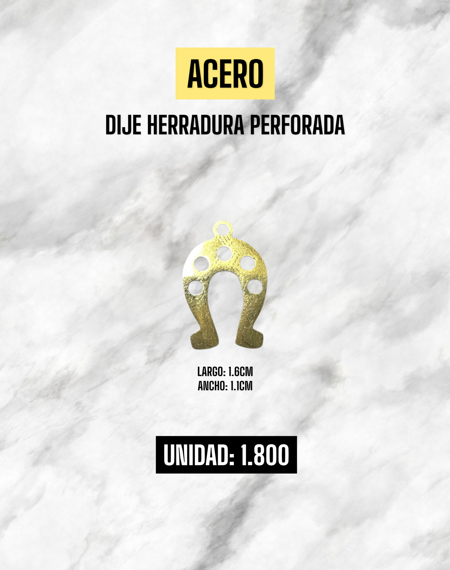 DIJE HERRADURA PERFORADA ACERO