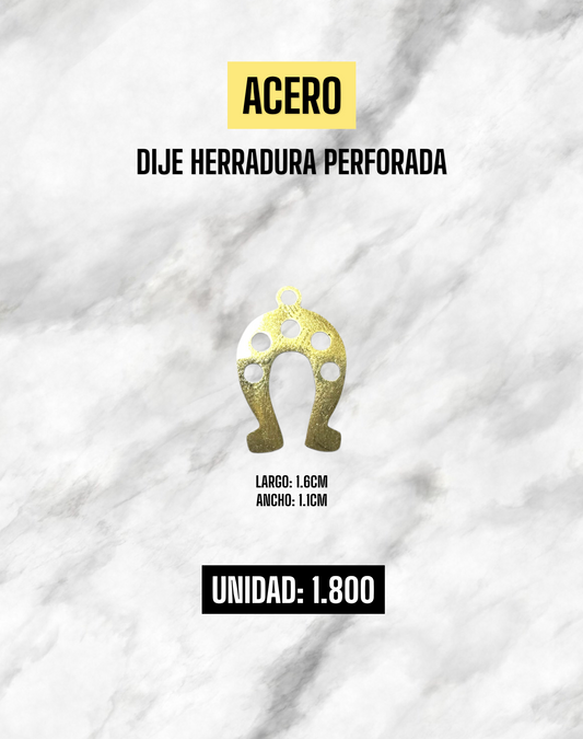 DIJE HERRADURA PERFORADA ACERO