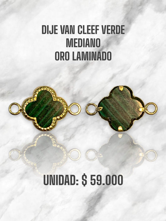 DIJE VAN CLEEF VERDE MEDIANO PULSO ORO LAMINADO