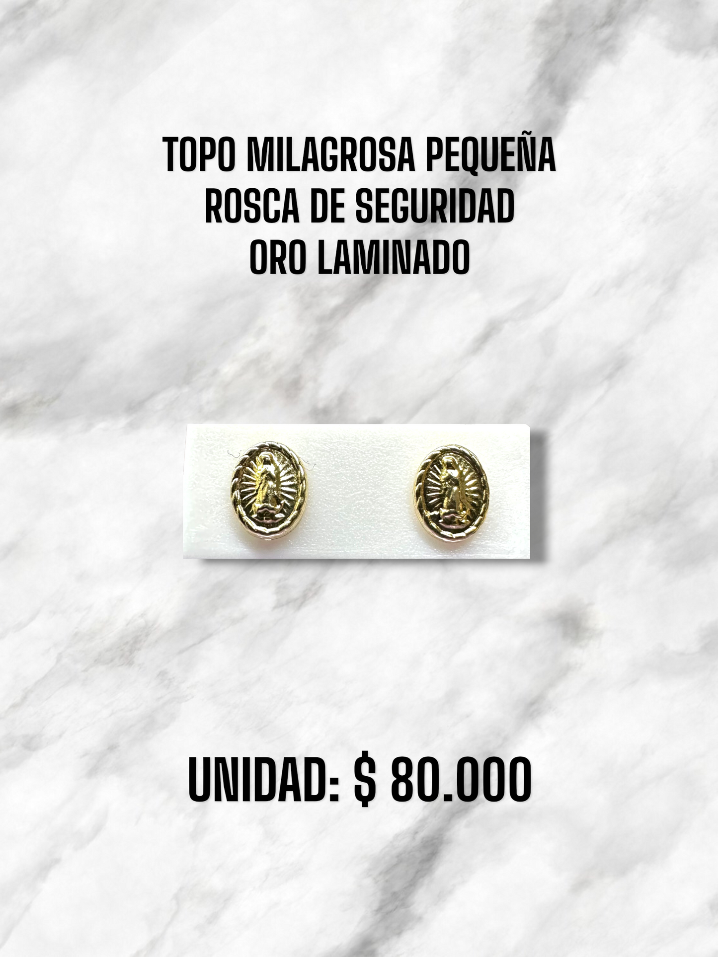 TOPO MILAGROSA PEQUEÑA ROSCA SEGURIDAD ORO LAMINADO
