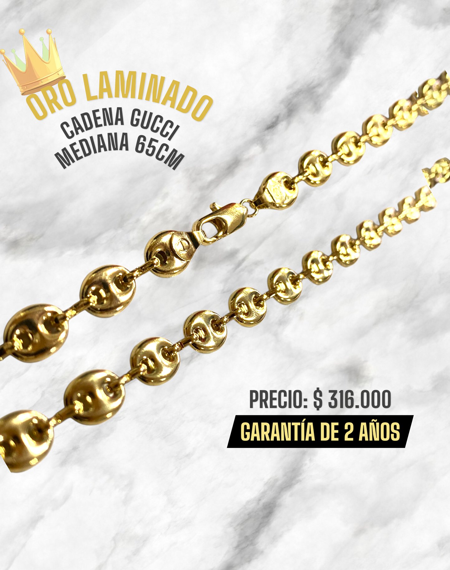 CADENA GUCCI MEDIANA 65CM ORO LAMINADO