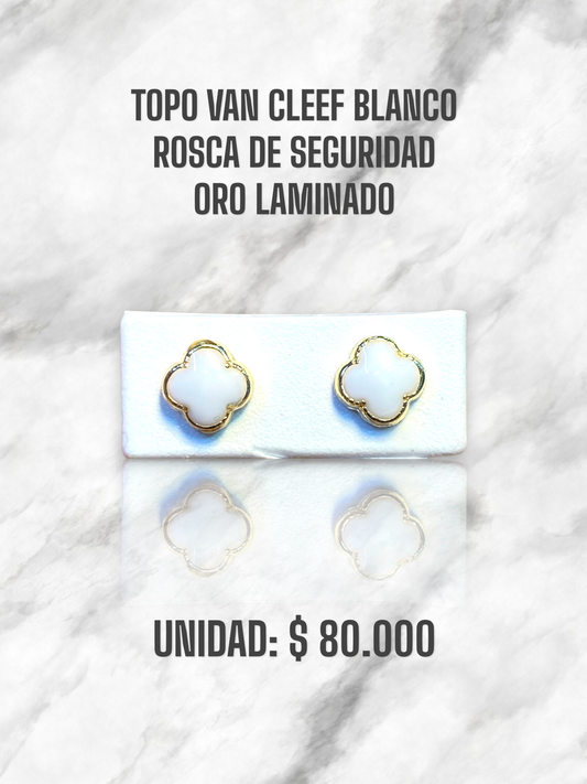 TOPO VAN CLEEF BLANCO  ROSCA S. ORO LAMINADO