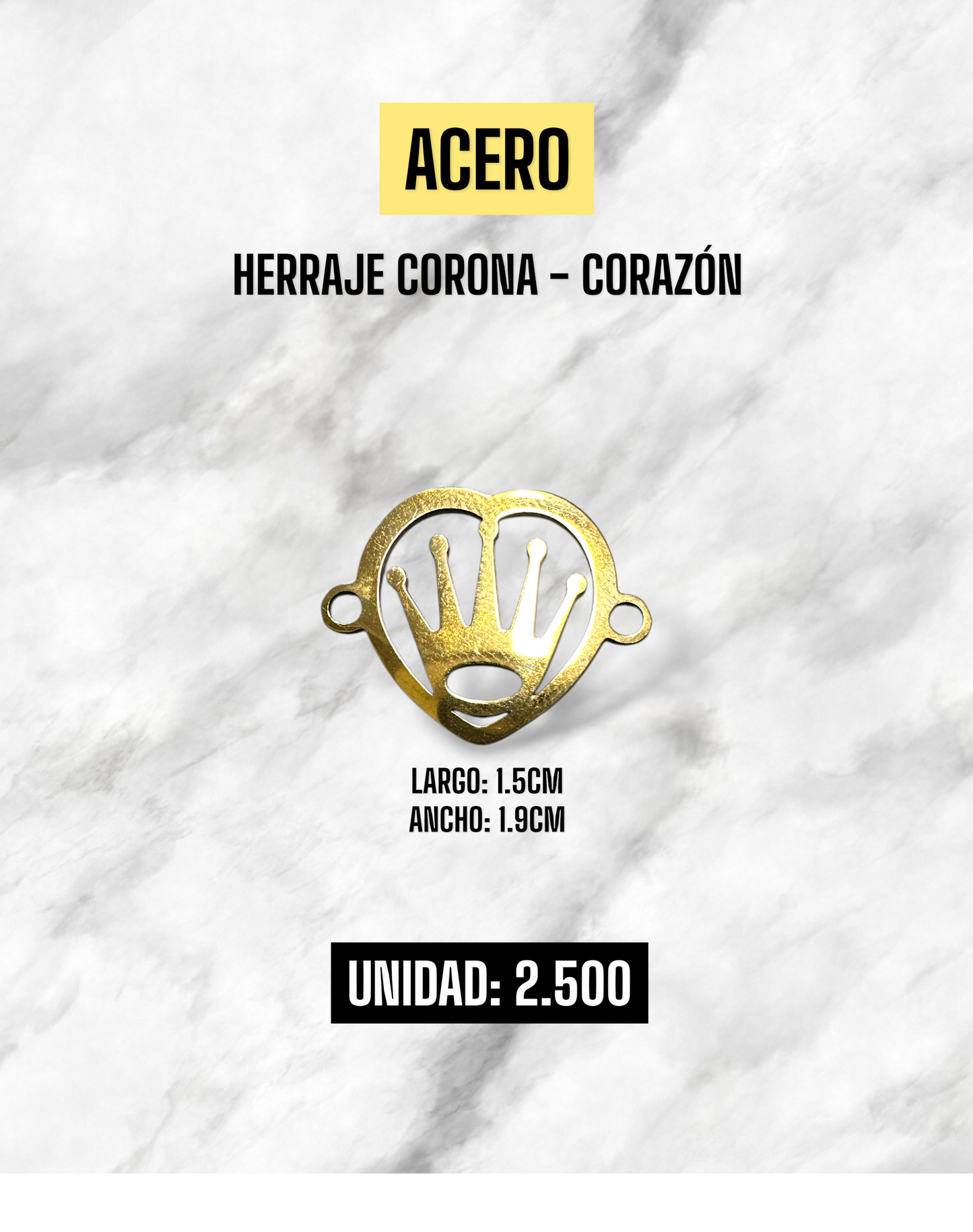 HERRAJE CORONA - CORAZÓN ACERO