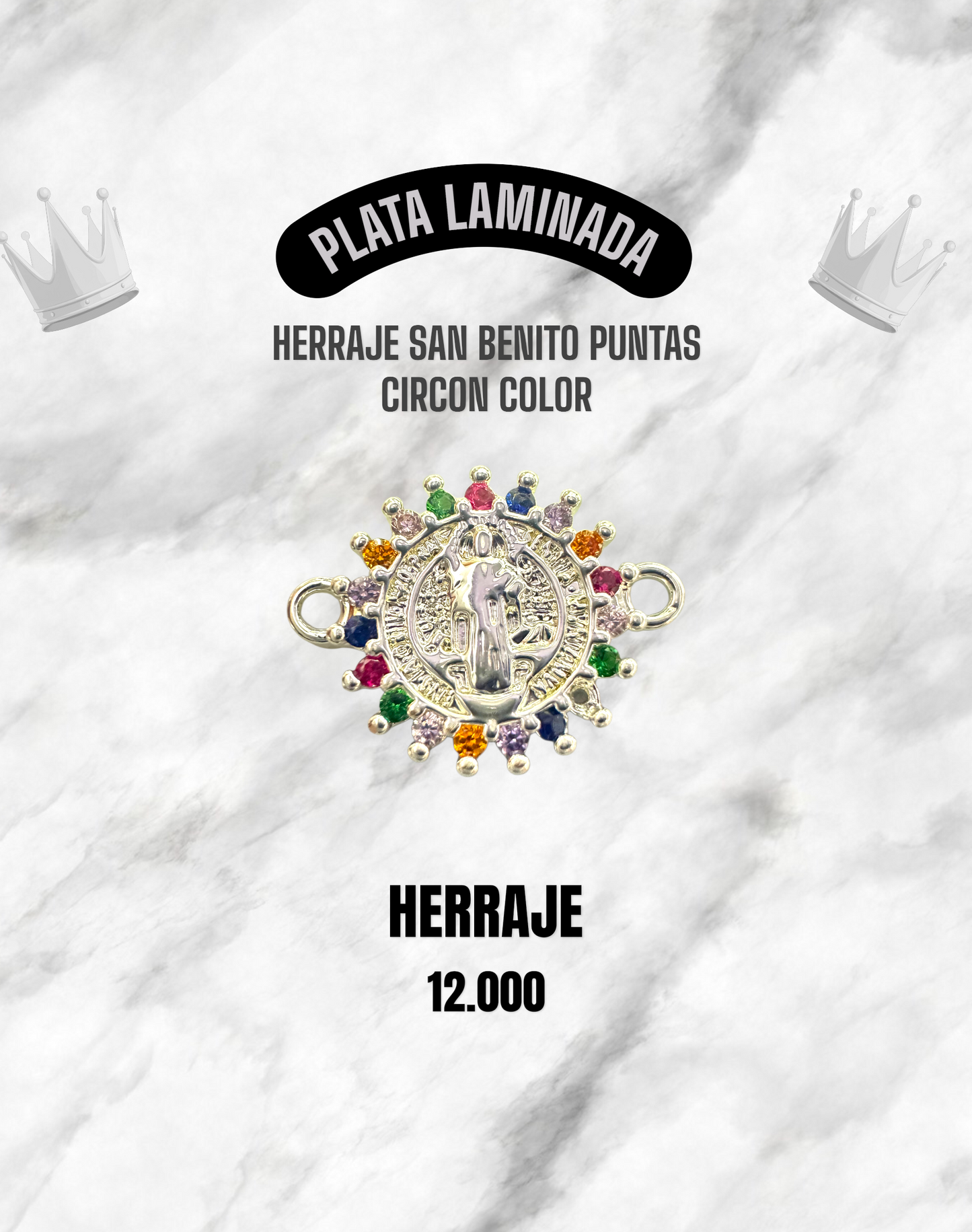 HERRAJE SAN BENITO PUNTAS CIRCÓN COLOR PLATA LAMINADA