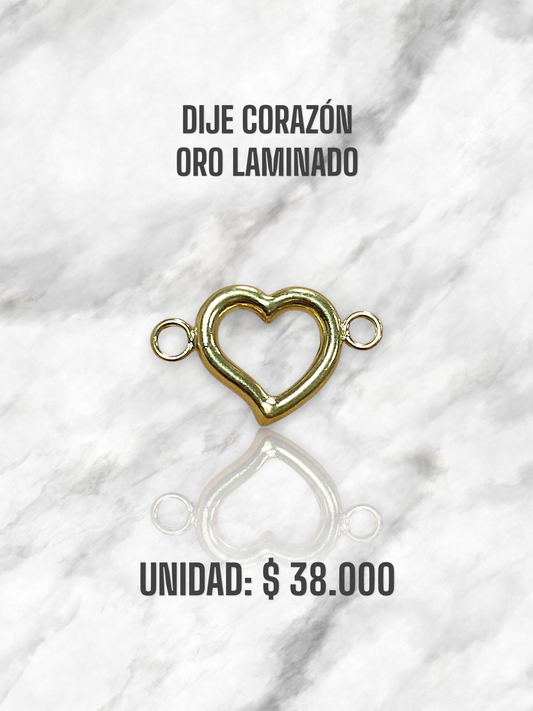 DIJE CORAZÓN PULSO ORO LAMINADO