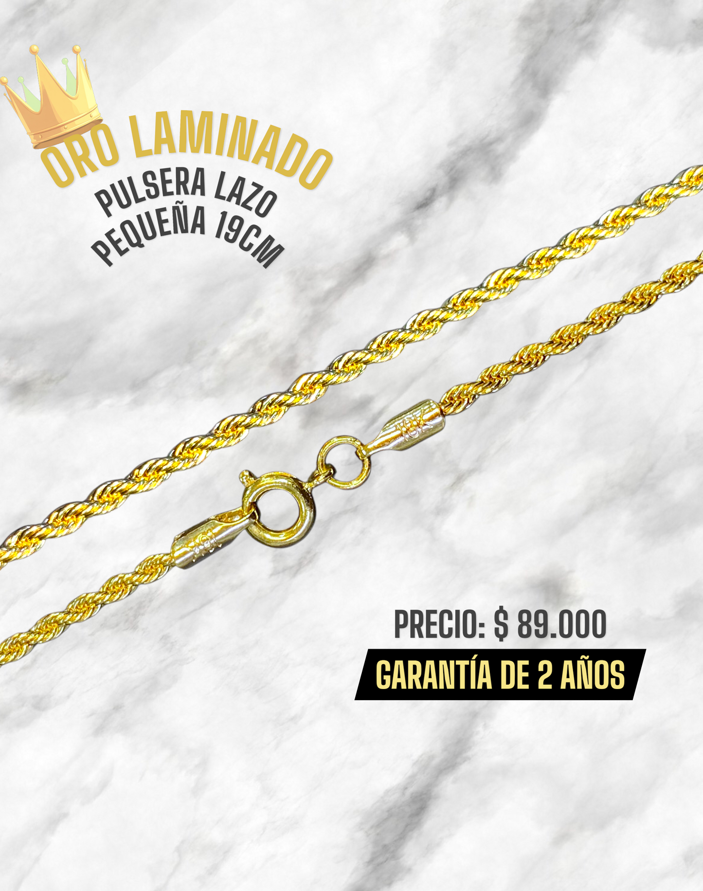 PULSERA LAZO PEQUEÑA 19CM ORO LAMINADO