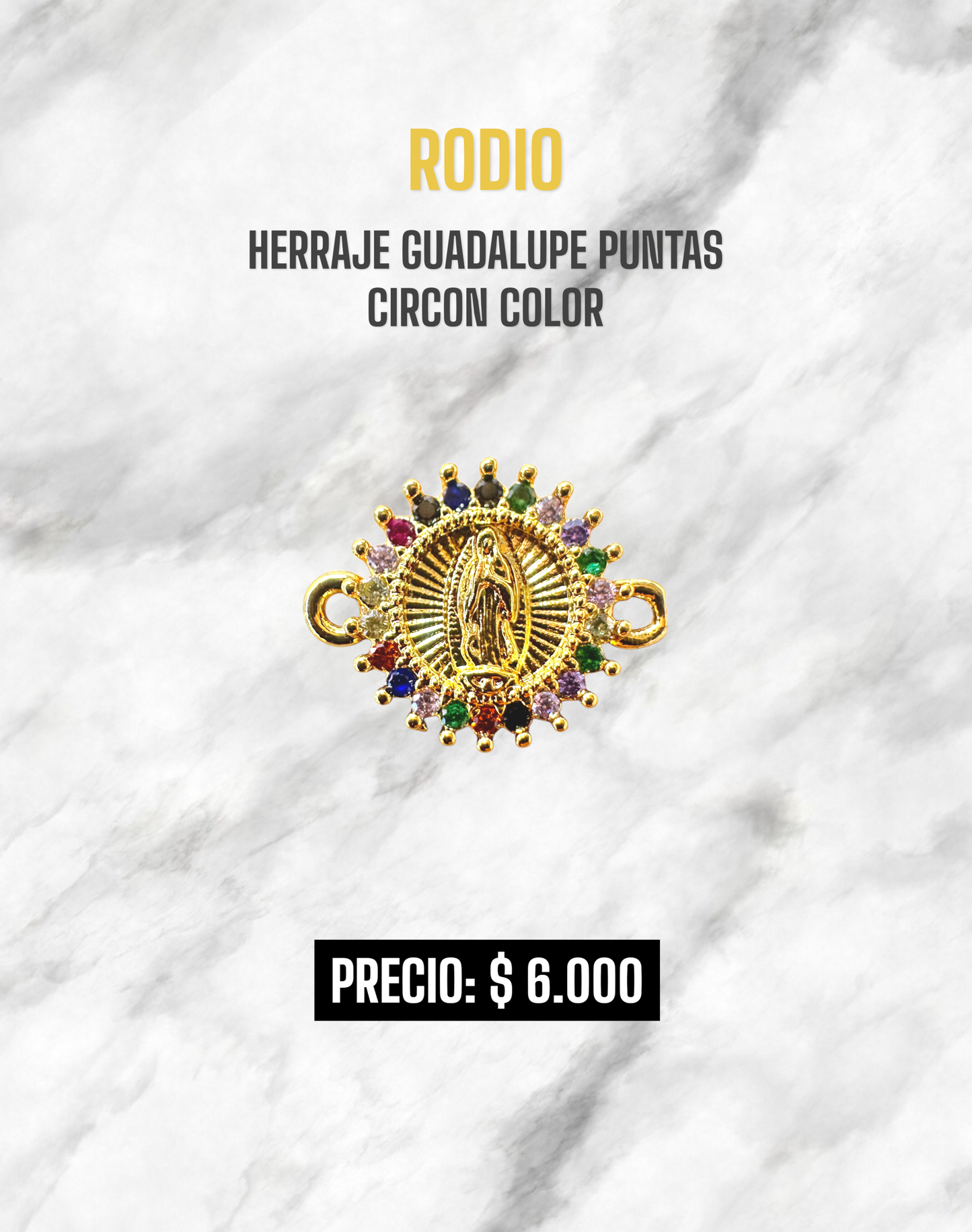 HERRAJE GUADALUPE PUNTAS CIRCÓN COLOR RODIO