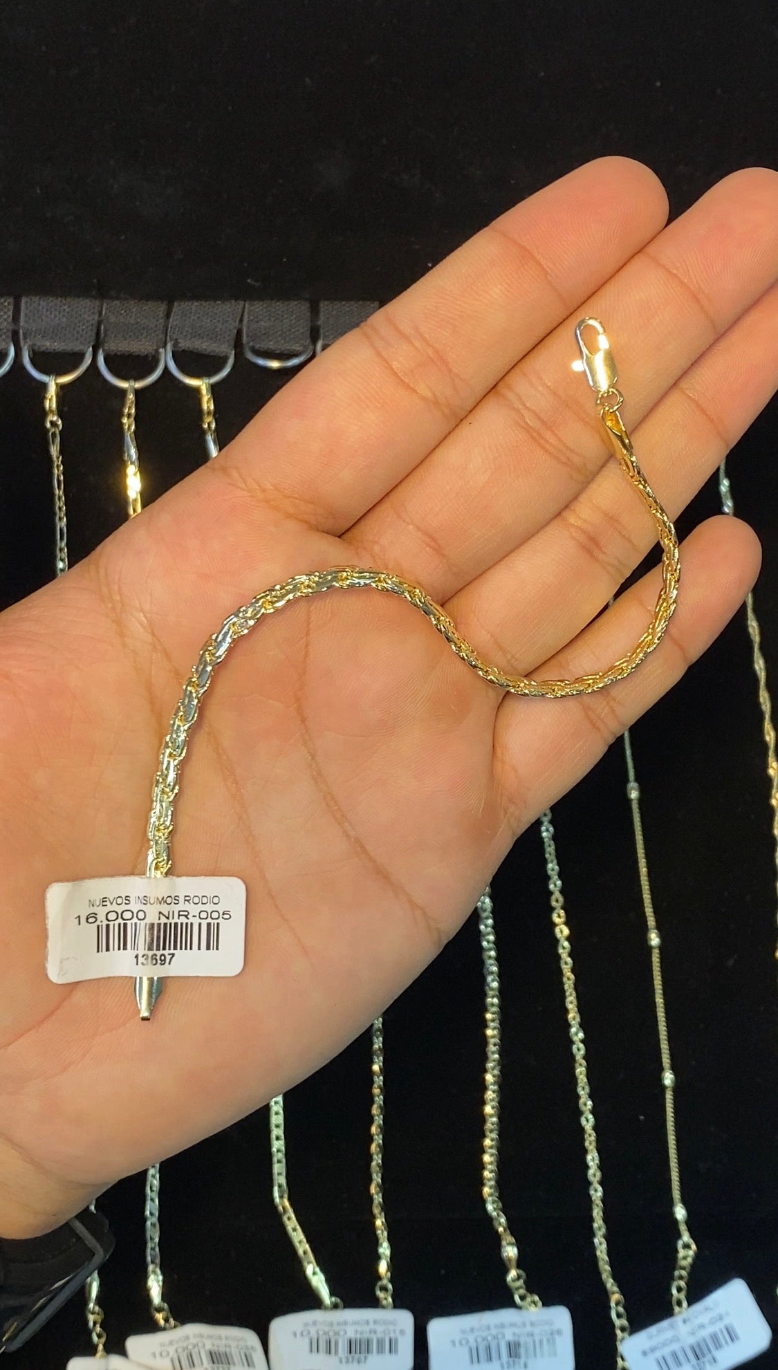 PULSERA TIPO CABLE GRUESA 20CM RODIO
