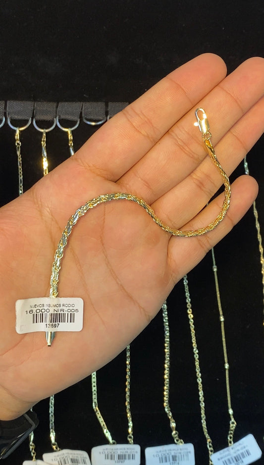PULSERA TIPO CABLE GRUESA 20CM RODIO