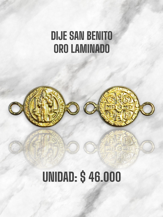 DIJE SAN BENITO 10MM PULSO ORO LAMINADO
