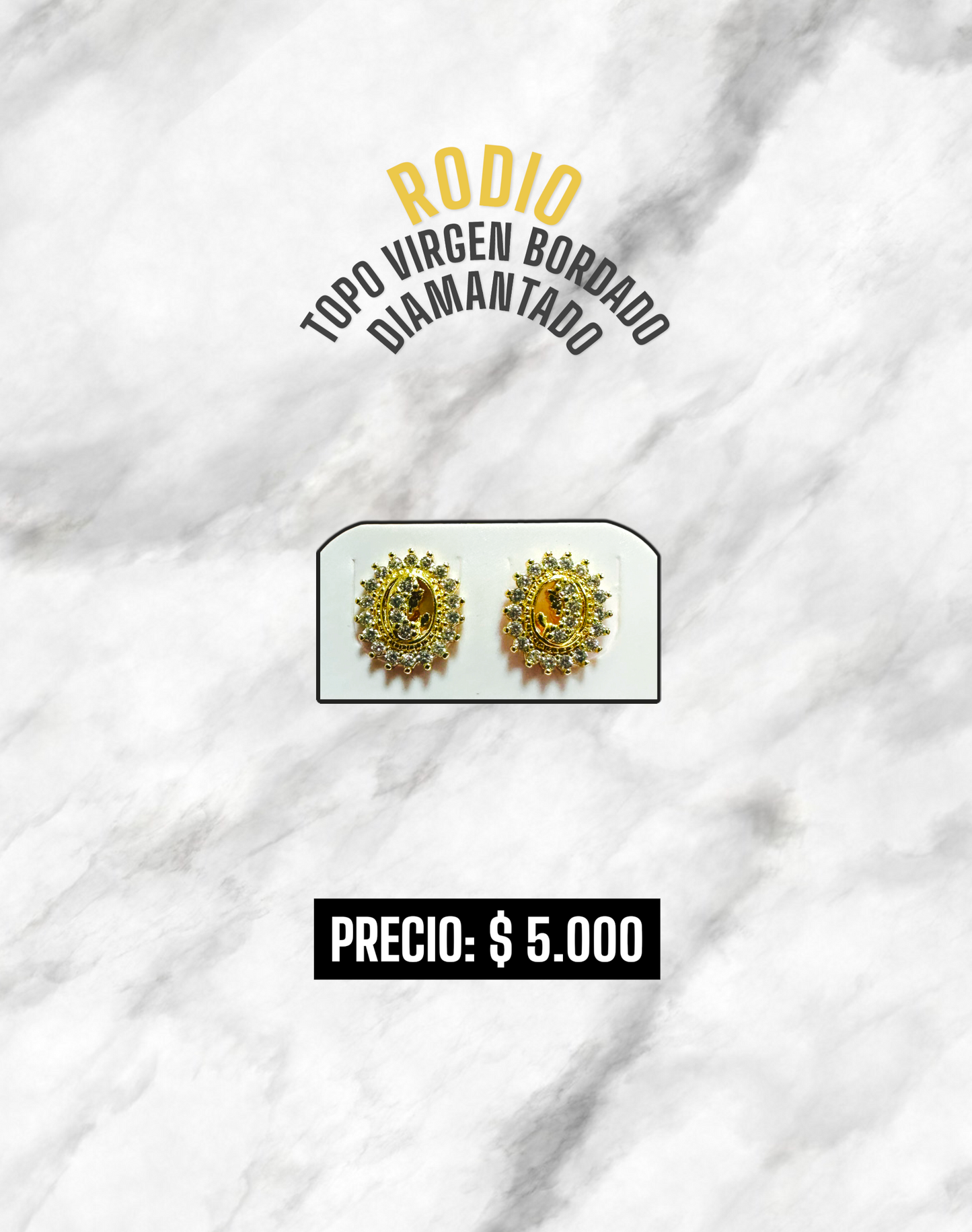 TOPO VIRGEN BORDADO DIAMANTADO RODIO