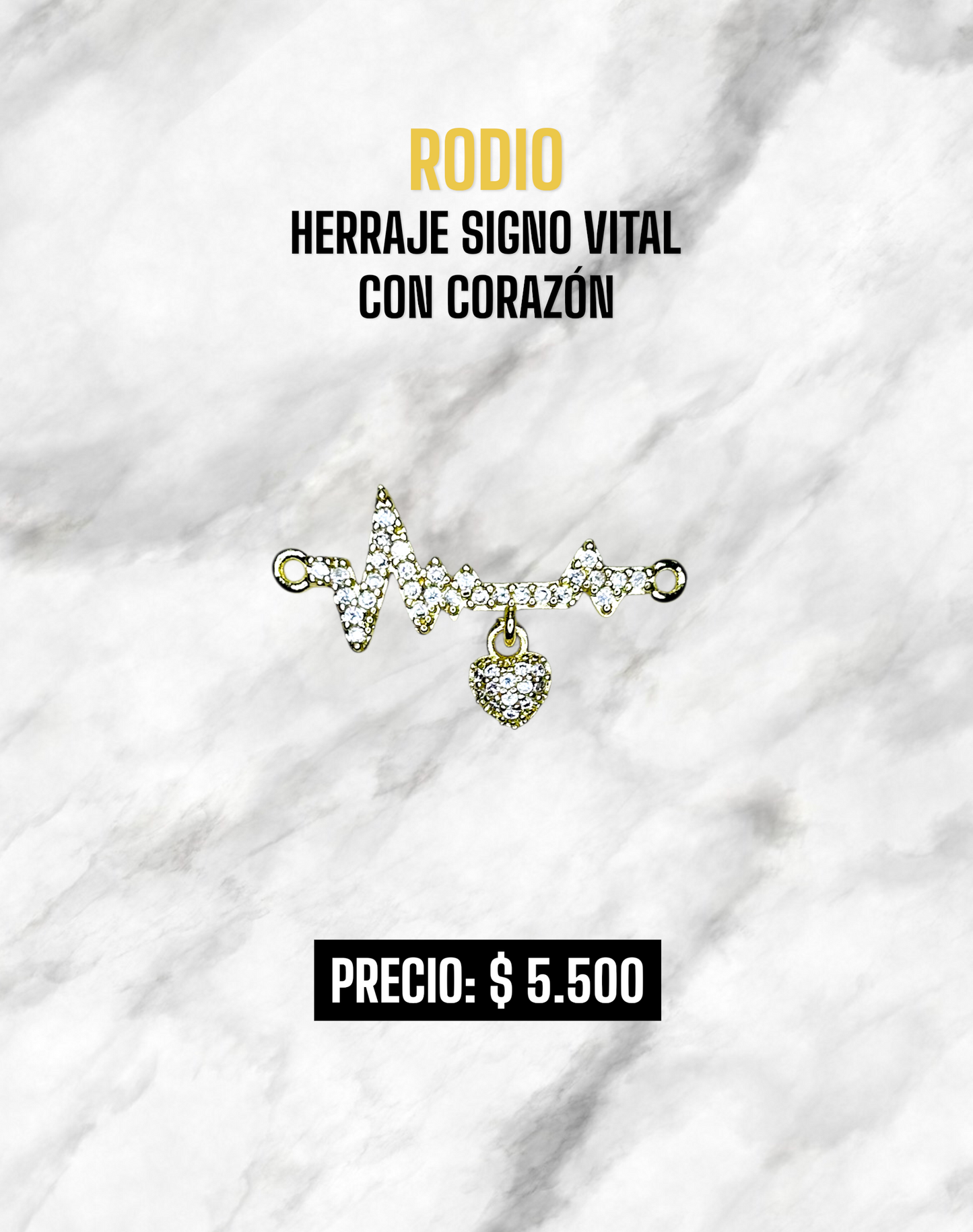 HERRAJE SIGNO VITAL CON CORAZÓN RODIO