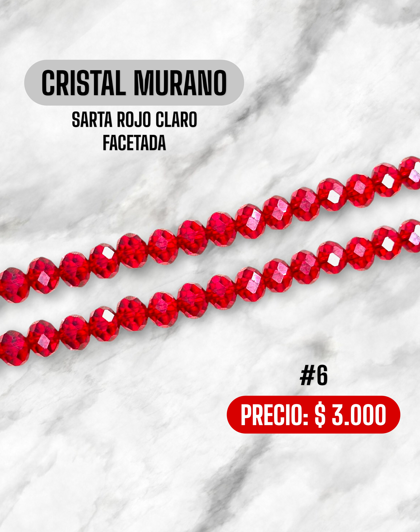CRISTAL MURANO ROJO CLARO