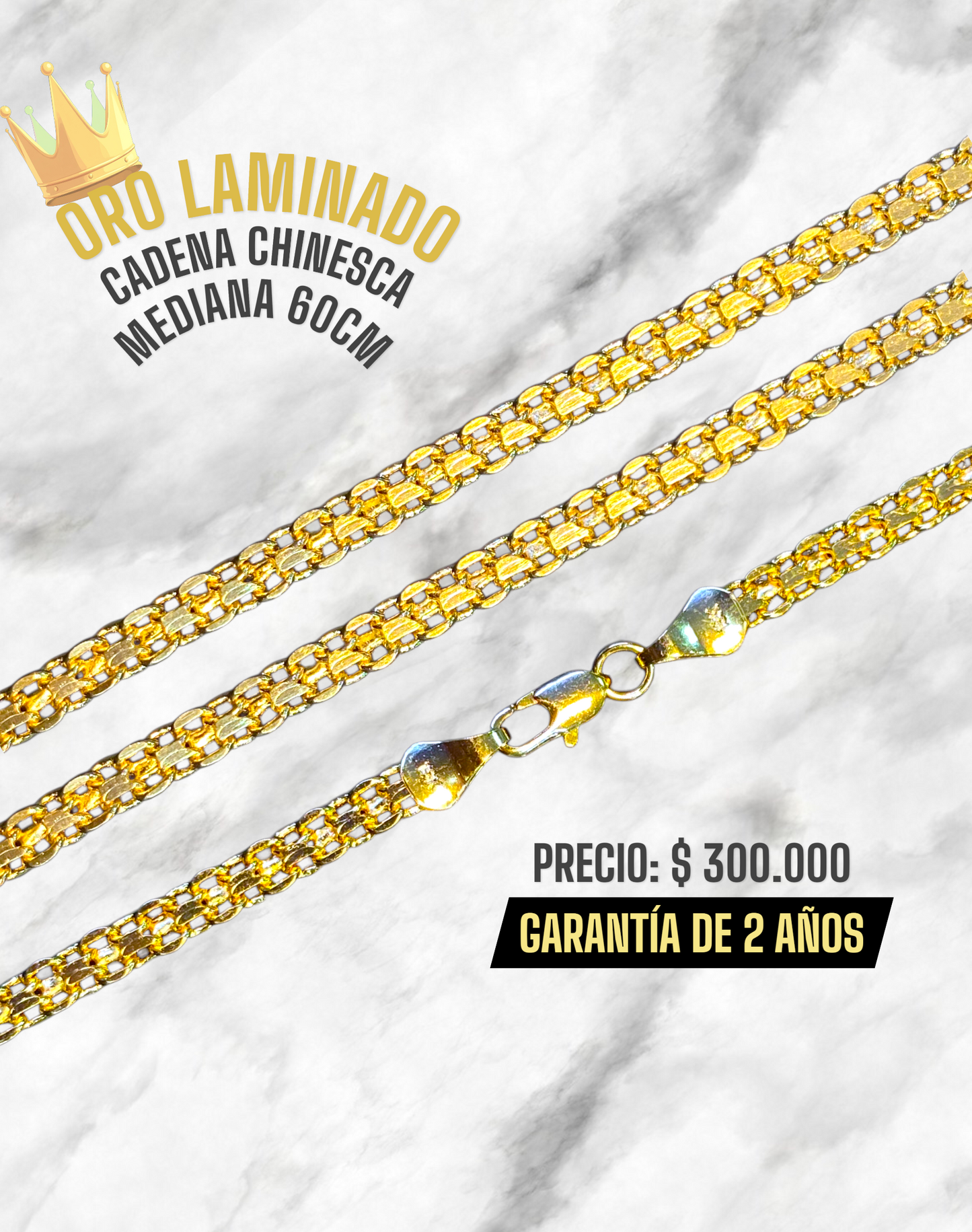 CADENA CHINESCA MEDIANA 60CM ORO LAMINADO